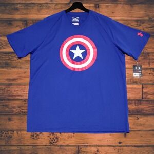 NEW Under Armour Compression Shirt Marvel Captain America Men's Large Loose Fit
